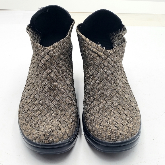 Corkys Womens 7 Bronze Metallic Nylon Weave Heels Stretch Pull On  Shoes - Picture 2 of 12